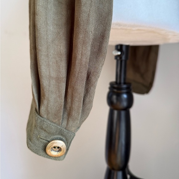 Dorothy Schoelen Platinum 80s Vintage Suede Sheer Green Tie Dye Effect -L - Picture 14 of 15